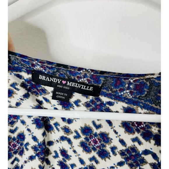 Brandy Melville Open Cardigan OS Thin Geometric Kaleidescope Flowy Short Sleeve - Picture 4 of 8